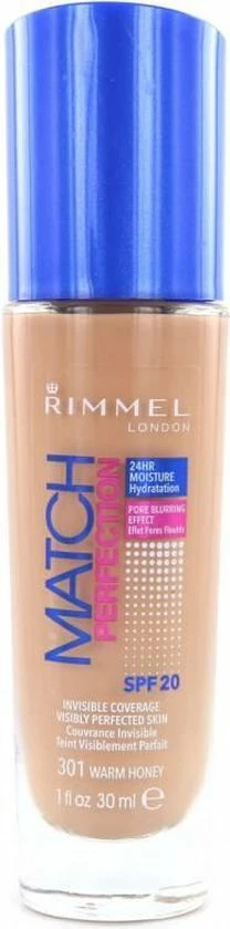 Rimmel London Match Perfection Foundation 301 Warm Honey 9 Rimmel London Match Perfection Foundation 301 Warm Honey - Afbeelding 9