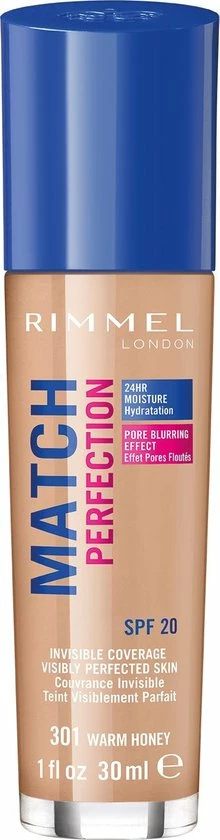Rimmel London Match Perfection Foundation 301 Warm Honey 15 Rimmel London Match Perfection Foundation 301 Warm Honey - Afbeelding 15