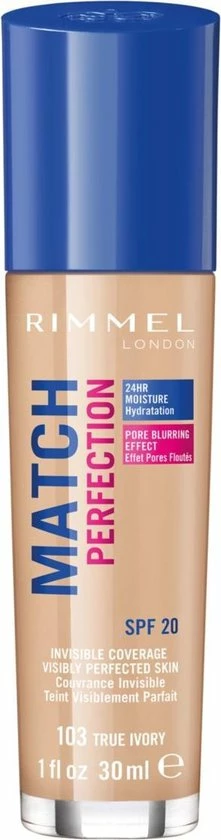 Rimmel London Match Perfection Foundation 103 True Ivory 1 Rimmel London Match Perfection Foundation 103 True Ivory