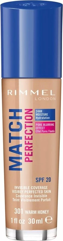Rimmel London Match Perfection Foundation 301 Warm Honey 1 Rimmel London Match Perfection Foundation 301 Warm Honey