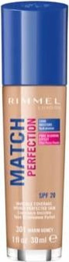Rimmel London Match Perfection Foundation 301 Warm Honey 16 Rimmel London Match Perfection Foundation 301 Warm Honey - Afbeelding 16