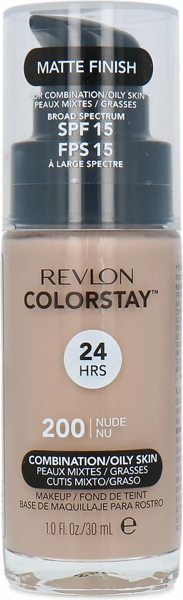 Revlon Colorstay Foundation With Pump - 200 Nude (Oily Skin) 4 Revlon Colorstay Foundation With Pump - 200 Nude (Oily Skin) - Afbeelding 4