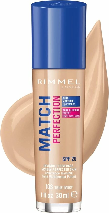 Rimmel London Match Perfection Foundation 103 True Ivory 14 Rimmel London Match Perfection Foundation 103 True Ivory - Afbeelding 14