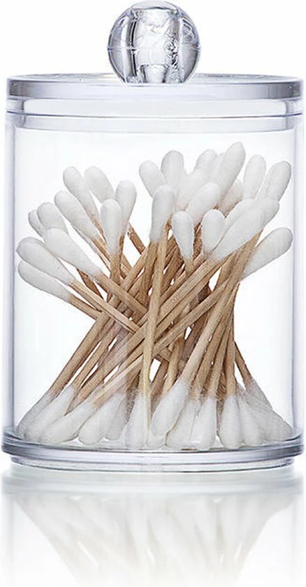 Without Lemon - Set Van 2 - Wattenstaafjes En Wattenschijfjes Houder - Transparant Opberghouder Met Deksel - Opbergdoosje - Makeup Organizer 1 Without Lemon - Set Van 2 - Wattenstaafjes En Wattenschijfjes Houder - Transparant Opberghouder Met Deksel - Opbergdoosje - Makeup Organizer