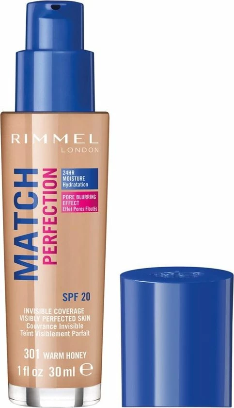 Rimmel London Match Perfection Foundation 301 Warm Honey 2 Rimmel London Match Perfection Foundation 301 Warm Honey - Afbeelding 2