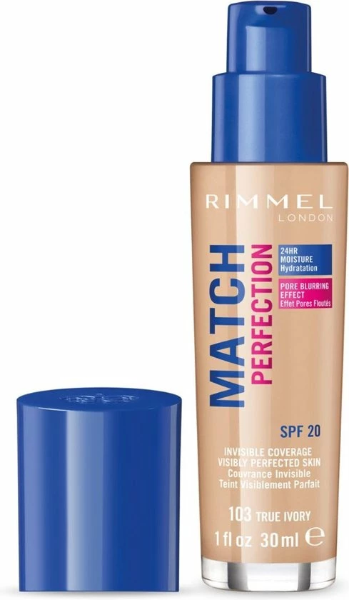 Rimmel London Match Perfection Foundation 103 True Ivory 2 Rimmel London Match Perfection Foundation 103 True Ivory - Afbeelding 2