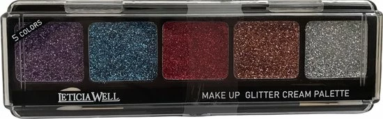 Leticia Well - Glitter Cream Make-up Palette Ogen En Lippen - 5 Tinten Paars/blauw/rood/koper/zilver - Nummer 04 2 Leticia Well - Glitter Cream Make-up Palette Ogen En Lippen - 5 Tinten Paars/blauw/rood/koper/zilver - Nummer 04 - Afbeelding 2