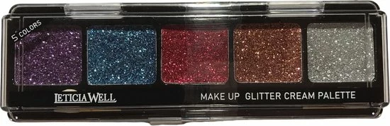 Leticia Well - Glitter Cream Make-up Palette Ogen En Lippen - 5 Tinten Paars/blauw/rood/koper/zilver - Nummer 04 1 Leticia Well - Glitter Cream Make-up Palette Ogen En Lippen - 5 Tinten Paars/blauw/rood/koper/zilver - Nummer 04
