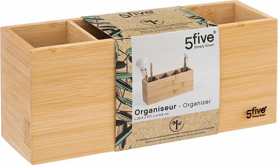 Five? Five Make-up Kwastenhouder Bamboe - Hout - Sorteervakken & Duurzaam 2 Five? Five Make-up Kwastenhouder Bamboe - Hout - Sorteervakken & Duurzaam - Afbeelding 2