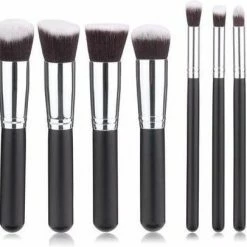 Kabuki Professionele Make-up Kwasten - Kwastenset - Zwart/Zilver - 10 Delig