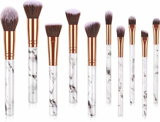 Kabuki Make-up Borstels - Set Van 10 Stuks - Kabuki - Kwastenset - Oogschaduw Poeder - Shmink Borstels - Wit/roze - Without Lemons 3 Kabuki Make-up Borstels - Set Van 10 Stuks - Kabuki - Kwastenset - Oogschaduw Poeder - Shmink Borstels - Wit/roze - Without Lemons - Afbeelding 3