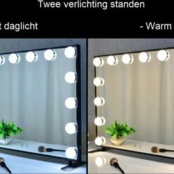 Souvani Hollywood Spiegel | Videri Vanity Zwart | Spiegel Met Verlichting | Make Up Spiegel | Visagie Spiegel | Cosmetische Spiegel | Dimbaar -Essie winkel 550x427 4