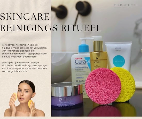 Merkloos Reinigingssponsjes Voor Gezicht - Geel - 9 Cm Extra Groot - 4 Stuks - Herbruikbaar - Wasmachinebestendig 4 Merkloos Reinigingssponsjes Voor Gezicht - Geel - 9 Cm Extra Groot - 4 Stuks - Herbruikbaar - Wasmachinebestendig - Afbeelding 4