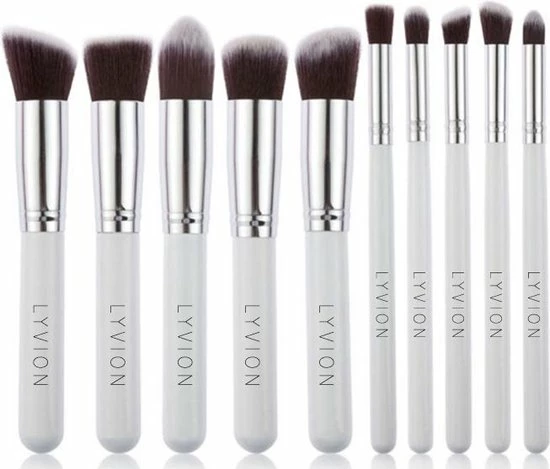 LYVION Make-up Kwasten Geschenkset 10-delig Synthetisch Haar - Wit En Zilver 1 LYVION Make-up Kwasten Geschenkset 10-delig Synthetisch Haar - Wit En Zilver