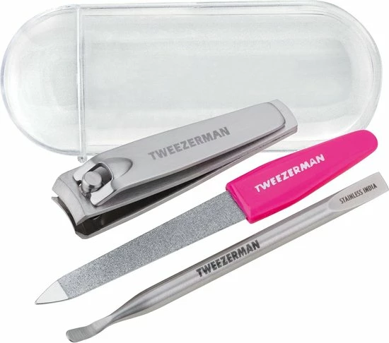 Tweezerman Mini Nagelset - RVS - Manicureset Met Nagelvijl, Nagelknipper, Bokkenpoot En Nagelriemknipper - Roze 2 Tweezerman Mini Nagelset - RVS - Manicureset Met Nagelvijl, Nagelknipper, Bokkenpoot En Nagelriemknipper - Roze - Afbeelding 2