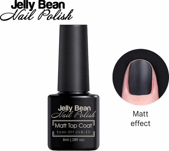 Jelly Bean Nail Polish Gel Nagellak - Gellak - Matte Topcoat - Matt Top Coat - UV Nagellak 8ml 1 Jelly Bean Nail Polish Gel Nagellak - Gellak - Matte Topcoat - Matt Top Coat - UV Nagellak 8ml