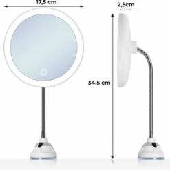 Make-up Spiegel - Met Verlichting - 10x Vergroting - LED - 360° Draaibaar - Mis Geen Haar - Met Zuignap - Make-up Licht - Klein - Wit - Vanli -Essie winkel 550x509 4