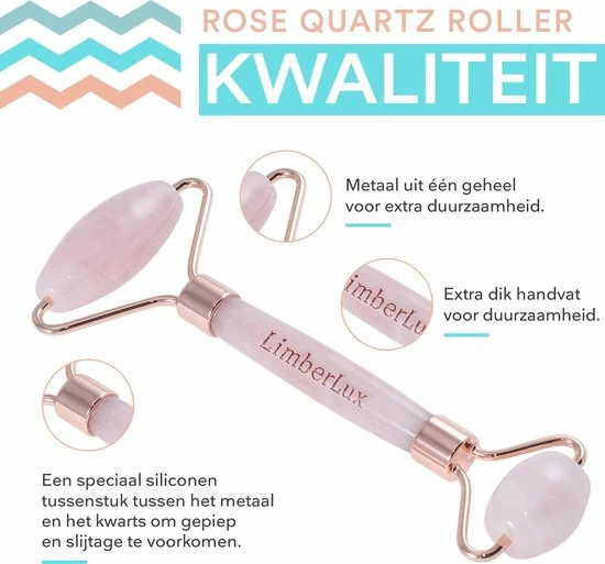 LimberLux Rose Quartz Roller - Inclusief Draagzakje En Skincare Samples - Gezichtsroller - Gezichtsmassage Face Roller - Jade Roller 4 LimberLux Rose Quartz Roller - Inclusief Draagzakje En Skincare Samples - Gezichtsroller - Gezichtsmassage Face Roller - Jade Roller - Afbeelding 4