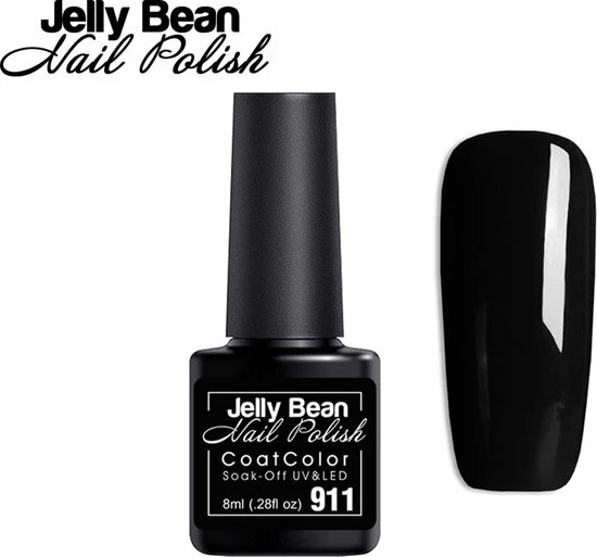 Jelly Bean Nail Polish Gel Nagellak New - Gellak - Black (Zwart) - UV Nagellak 8ml 1 Jelly Bean Nail Polish Gel Nagellak New - Gellak - Black (Zwart) - UV Nagellak 8ml