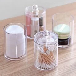 Without Lemon - Set Van 2 - Wattenstaafjes En Wattenschijfjes Houder - Transparant Opberghouder Met Deksel - Opbergdoosje - Makeup Organizer 5 Without Lemon - Set Van 2 - Wattenstaafjes En Wattenschijfjes Houder - Transparant Opberghouder Met Deksel - Opbergdoosje - Makeup Organizer -Essie winkel 550x514 2