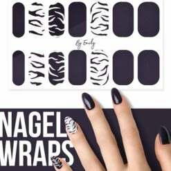 By Emily Nagel Wrap - Zebra | 14 Stickers Per Vel | Nail Wrap | Nail Art | Trendy | Design | Nagellakvrij | Eenvoudig | Nagel Art | Nagel Wrap | Nagel Stickers | Folie | Zelfklevend | Sjablonen
