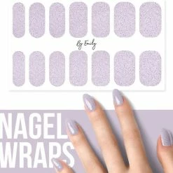 By Emily - Nagel Wrap - Sparkly Grey | 14 Stickers | Nail Wrap | Nail Art | Trendy | Design | Nagellakvrij | Eenvoudig | Nagel Wrap | Nagel Stickers | Folie | Zelfklevend | Sjablonen