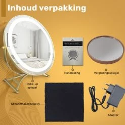 Great’s® Great's® Make Up Spiegel Met LED Verlichting - Visagie Spiegel Rond - Incl. Close Up 10x - Goud -Essie winkel 550x523 16