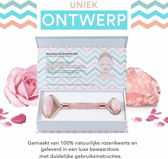 LimberLux Rose Quartz Roller - Inclusief Draagzakje En Skincare Samples - Gezichtsroller - Gezichtsmassage Face Roller - Jade Roller 5 LimberLux Rose Quartz Roller - Inclusief Draagzakje En Skincare Samples - Gezichtsroller - Gezichtsmassage Face Roller - Jade Roller - Afbeelding 5