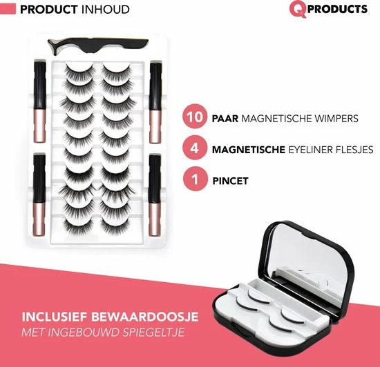 Qproducts Magnetische Wimpers - Nepwimpers - Wimperset Van 10 Wimpers 4 Eyeliners En Pincet - Inclusief Wimper Bewaardoos Met Ingebouwd Spiegeltje - Magneet Wimpers - Magnetic Lashes 7 Qproducts Magnetische Wimpers - Nepwimpers - Wimperset Van 10 Wimpers 4 Eyeliners En Pincet - Inclusief Wimper Bewaardoos Met Ingebouwd Spiegeltje - Magneet Wimpers - Magnetic Lashes - Afbeelding 7