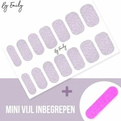 By Emily - Nagel Wrap - Sparkly Grey | 14 Stickers | Nail Wrap | Nail Art | Trendy | Design | Nagellakvrij | Eenvoudig | Nagel Wrap | Nagel Stickers | Folie | Zelfklevend | Sjablonen -Essie winkel 550x539 17