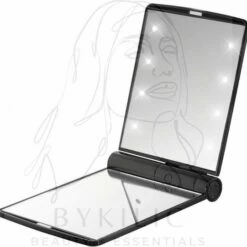 ByKilic Beauty & Essentials Make-up Spiegel - Inklapbaar - LED Verlichting (8 Led Lampjes) - Zwart