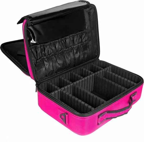 Confibel Cosmetica Koffer - Make-up Koffer Met Verstelbare Vakken - Visagie En Nagelstyliste Beauty Koffer - 37x27x13CM - Roze 11 Confibel Cosmetica Koffer - Make-up Koffer Met Verstelbare Vakken - Visagie En Nagelstyliste Beauty Koffer - 37x27x13CM - Roze - Afbeelding 11