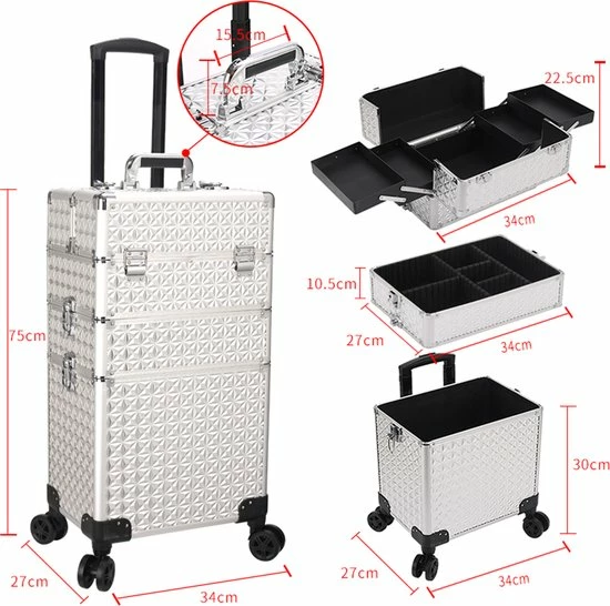 Guardian Beauty Beauty Koffer Gouden Kleur | Beautycase / Beautykoffer / Trolley Van Aluminium - 8 Wielen - Kapper Koffer - Tattoo Koffer - Nagel Koffer - Make-up Koffer - Beauty Case / Beauty Koffer 4 Guardian Beauty Beauty Koffer Gouden Kleur | Beautycase / Beautykoffer / Trolley Van Aluminium - 8 Wielen - Kapper Koffer - Tattoo Koffer - Nagel Koffer - Make-up Koffer - Beauty Case / Beauty Koffer - Afbeelding 4