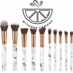 Kabuki Make-up Borstels - Set Van 10 Stuks - Kabuki - Kwastenset - Oogschaduw Poeder - Shmink Borstels - Wit/roze - Without Lemons