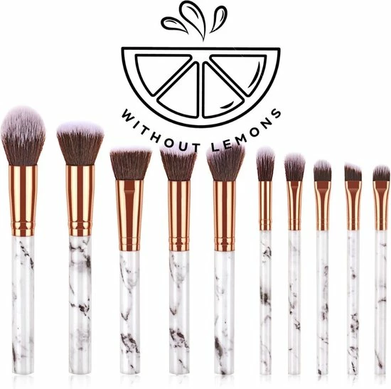 Kabuki Make-up Borstels - Set Van 10 Stuks - Kabuki - Kwastenset - Oogschaduw Poeder - Shmink Borstels - Wit/roze - Without Lemons 1 Kabuki Make-up Borstels - Set Van 10 Stuks - Kabuki - Kwastenset - Oogschaduw Poeder - Shmink Borstels - Wit/roze - Without Lemons