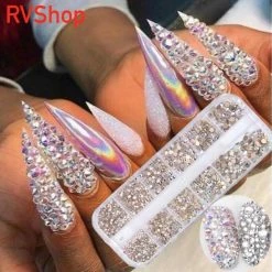 RVShop Nagel Decoratie Set - 12 Vormen - 3D - Bling Bling - Zilver - Parelmoer - Diamant -Essie winkel 550x548 21