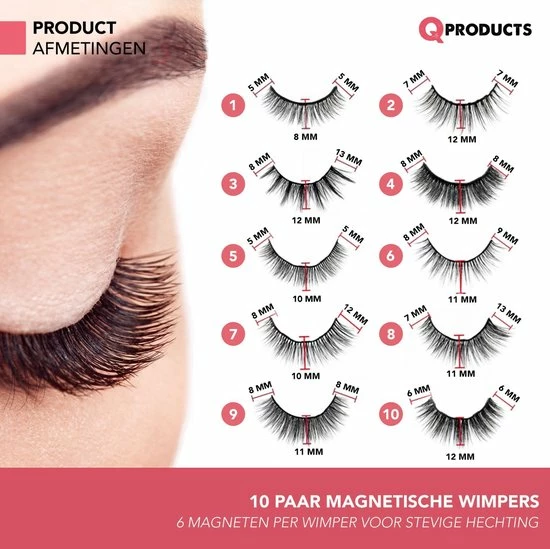 Qproducts Magnetische Wimpers - Nepwimpers - Wimperset Van 10 Wimpers 4 Eyeliners En Pincet - Inclusief Wimper Bewaardoos Met Ingebouwd Spiegeltje - Magneet Wimpers - Magnetic Lashes 10 Qproducts Magnetische Wimpers - Nepwimpers - Wimperset Van 10 Wimpers 4 Eyeliners En Pincet - Inclusief Wimper Bewaardoos Met Ingebouwd Spiegeltje - Magneet Wimpers - Magnetic Lashes - Afbeelding 10