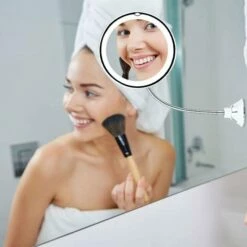 Make-up Spiegel - Met Verlichting - 10x Vergroting - LED - 360° Draaibaar - Mis Geen Haar - Met Zuignap - Make-up Licht - Klein - Wit - Vanli -Essie winkel 550x550 243