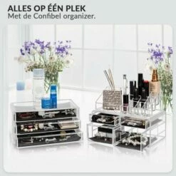 Confibel XXL Acryl Make-up Cosmetica Organizer - Verstelbare Lades - 11 Compartimenten -Essie winkel 550x550 355