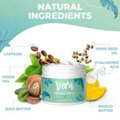 VERA Retinolcreme Met Hyaluronzuur - Anti Rimpel Crème, Retinol Nachtcrème, Anti Aging Creme Met Hennepzaadolie - 100ml -Essie winkel 550x550 45