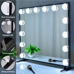 Souvani Hollywood Spiegel | Videri Vanity Zwart | Spiegel Met Verlichting | Make Up Spiegel | Visagie Spiegel | Cosmetische Spiegel | Dimbaar -Essie winkel 550x550 482