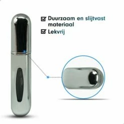MaxedMore Navulbare Parfumverstuiver 5ml Zilver - 65 Keer Spraybare Parfum Verstuiver - Hervulbaar Tasverstuiver Voor Parfum - Meeneem Mini Geur Flesje Voor Op Reis - Lipstick Formaat Navulbaar Parfumflesje -Essie winkel 550x550 530