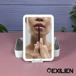 Exilien Rechthoekige Make Up Spiegel Met Led Verlichting/ Opmaak/Reis/Tas/ Cosmetica Spiegel Op Standaard/ 1200MaH Oplaadbare Batterij/Wit 11 Exilien Rechthoekige Make Up Spiegel Met Led Verlichting/ Opmaak/Reis/Tas/ Cosmetica Spiegel Op Standaard/ 1200MaH Oplaadbare Batterij/Wit -Essie winkel 550x550 550