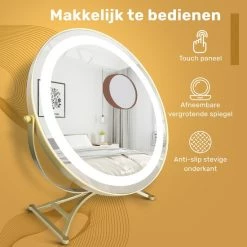 Great’s® Great's® Make Up Spiegel Met LED Verlichting - Visagie Spiegel Rond - Incl. Close Up 10x - Goud -Essie winkel 550x550 758