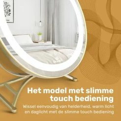 Great’s® Great's® Make Up Spiegel Met LED Verlichting - Visagie Spiegel Rond - Incl. Close Up 10x - Goud -Essie winkel 550x550 761