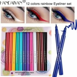 Black Friday HANDAIYAN 12 Kleuren Mat Sneldrogend Niet Gemakkelijk Uit Te Vegen Kleur Eyeliner Set Make-up Show