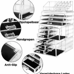 Confibel XXL Acryl Make-up Cosmetica Organizer - Verstelbare Lades - 11 Compartimenten -Essie winkel 550x568 2