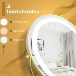 Great’s® Great's® Make Up Spiegel Met LED Verlichting - Visagie Spiegel Rond - Incl. Close Up 10x - Goud -Essie winkel 550x570 7