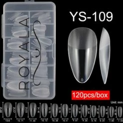 Royala 109 - Oval Almond Binnen En Buiten Full Frosted - Full Cover - Nageltips - Nepnagels - Plaknagels - In Assortimentsbox - 120 Stuks 12 Maten - Voor Gellak Acrylnagellak En PolyGel Nagels - Royala Frosted Tips Line