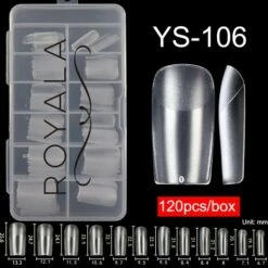 Royala 106 - Square / T Shaped Binnen En Buiten Full Frosted - Full Cover - Nageltips - Nepnagels - Plaknagels - In Assortimentsbox - 120 Stuks 12 Maten - Voor Gellak Acrylnagellak En PolyGel Nagels - Royala Frosted Tips Line